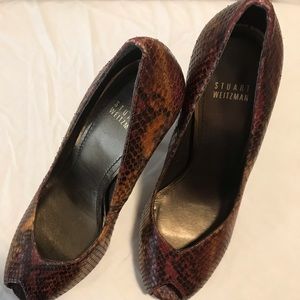 Stuart Weitzman *Never Worn* Snakeskin Peep Toes